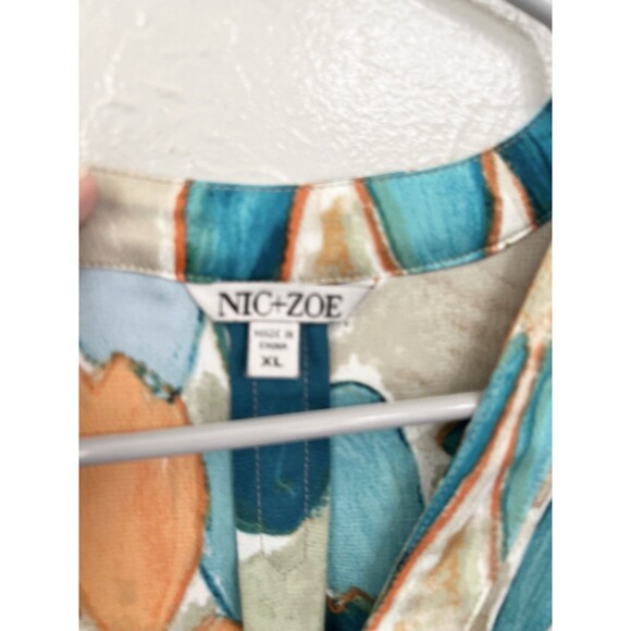 NIC+ZOE Floral Crepe Maxi Dress Size XL Women’s Caftan Pockets Travel $218 Boxy - Picture 6 of 11